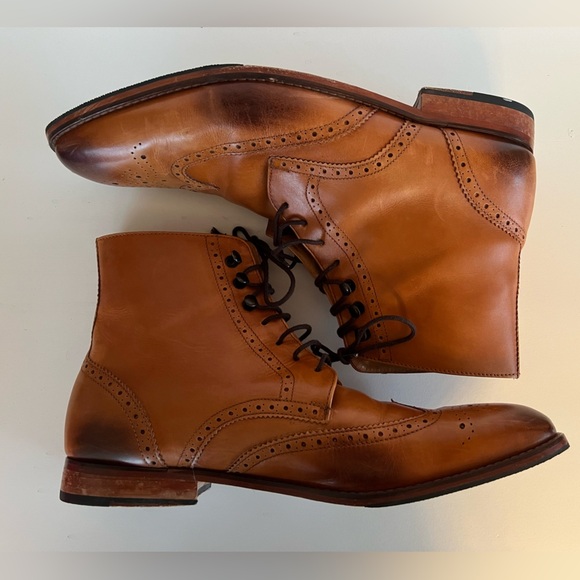 3DM Lifestyle Men's Leather Wingtip Brogue Boot Tan, size 12 - Picture 6 of 13